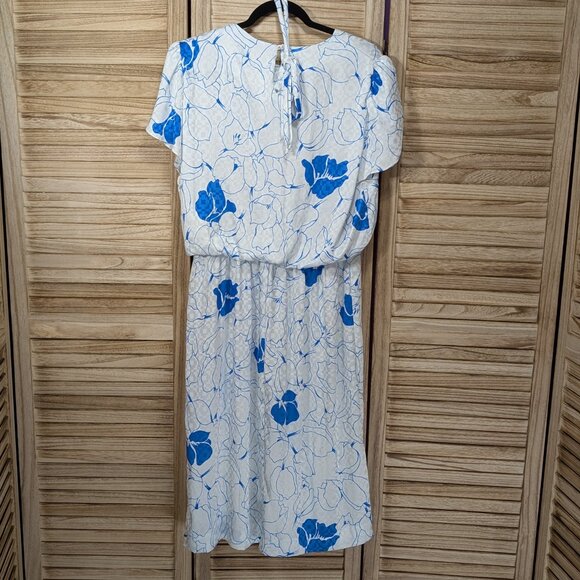 VINTAGE Lady Carol of New York Floral Blue and White Dress String Belt Size 16 - Picture 6 of 9